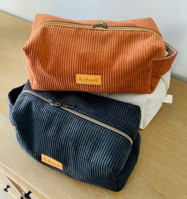 Trousses de toilette XL velours côtelé - à personnaliser