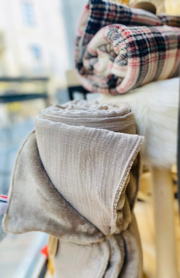 Plaid double face Lurex taupe