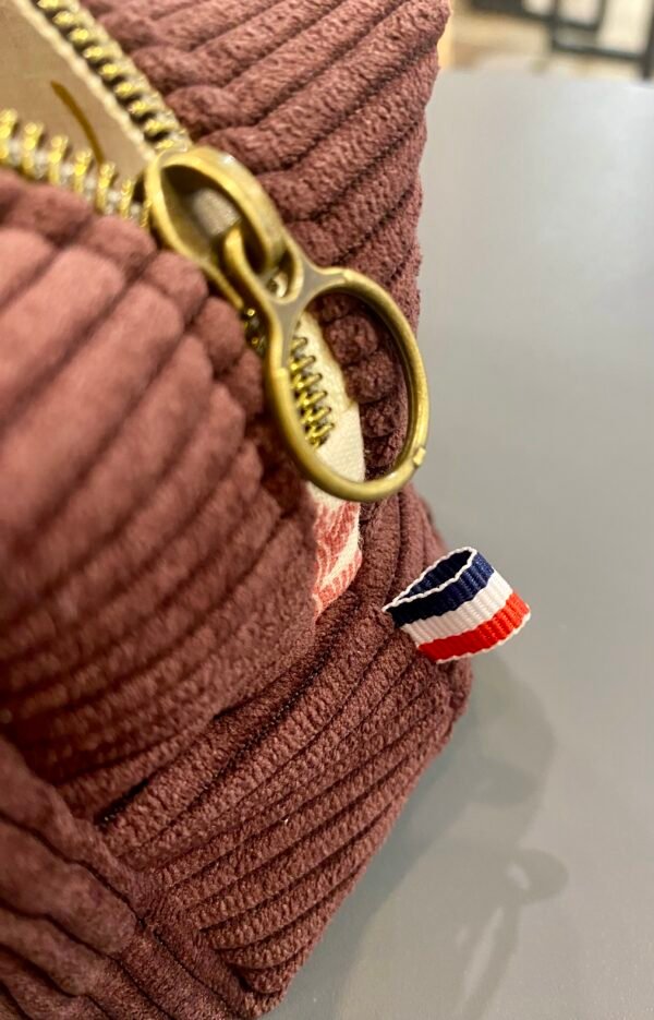 Trousse velours PRUNE - Intérieur feuille Ginko