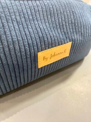 Trousse velours MARINE - Intérieur géo bleu