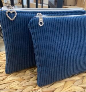 Pochette en velours Marine