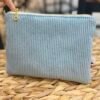 Pochette en velours Ciel - intérieur feuillage bleu
