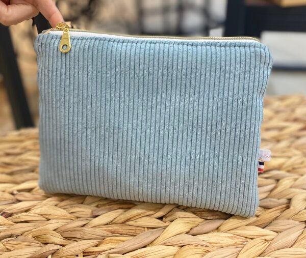 Pochette en velours Ciel - intérieur feuillage bleu