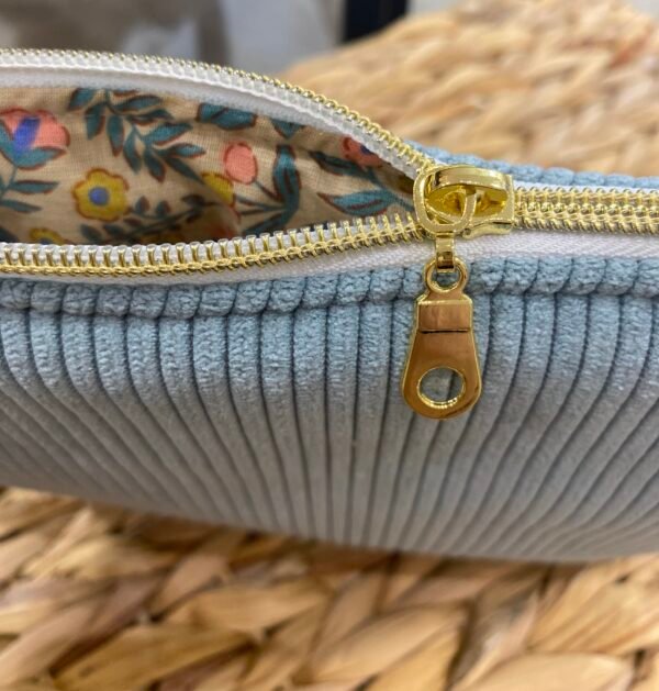 Pochette en velours Ciel - intérieur feuillage bleu