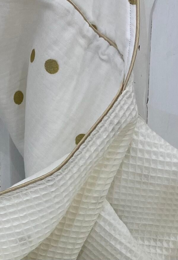 Cape de bain Nid d'abeille - pois doré