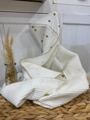 Cape de bain Nid d'abeille - pois doré