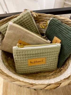 Porte-monnaie nid d'abeille kaki