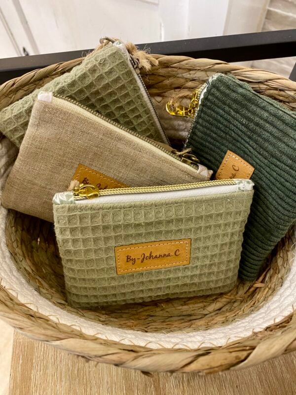 Porte-monnaie nid d'abeille kaki