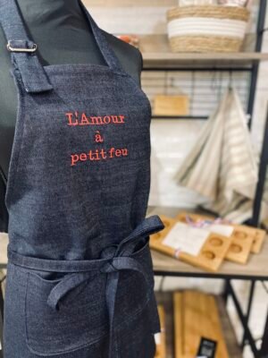 Tablier Jean Brut - brodé (Spécial saint valentin)