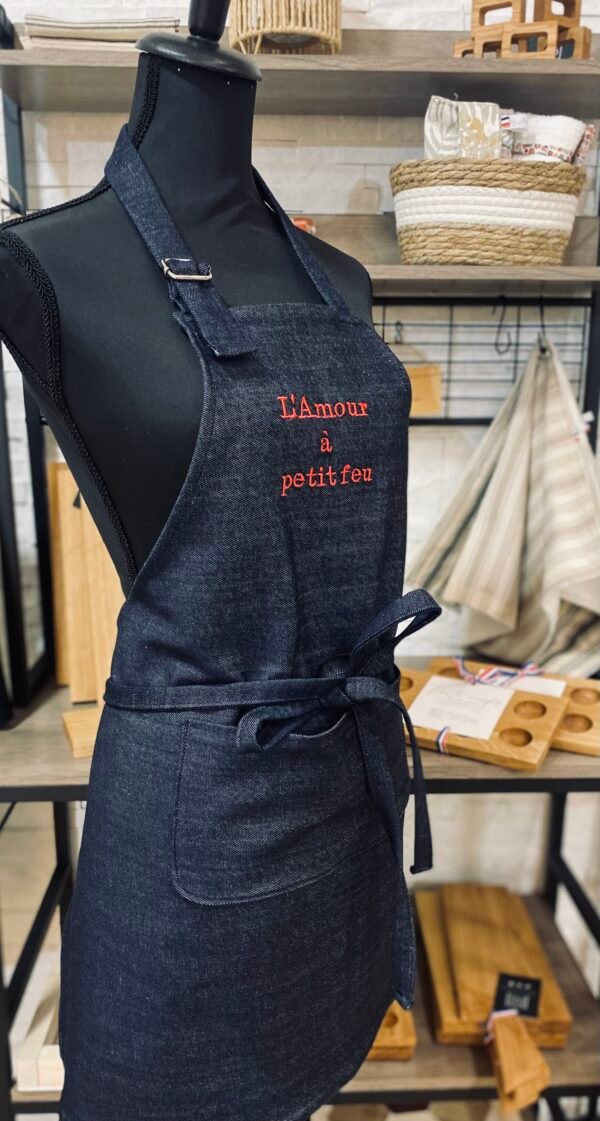 Tablier Jean Brut - brodé (Spécial saint valentin)