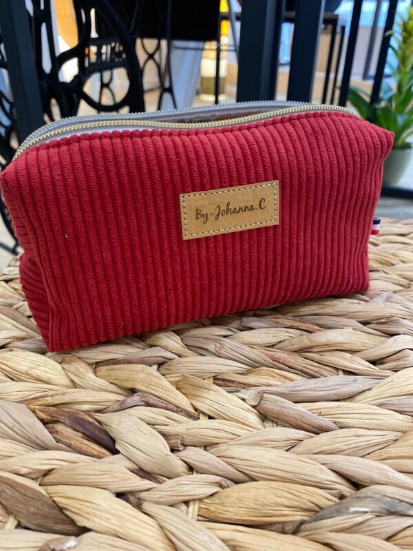 Trousse petit format - velours rouge