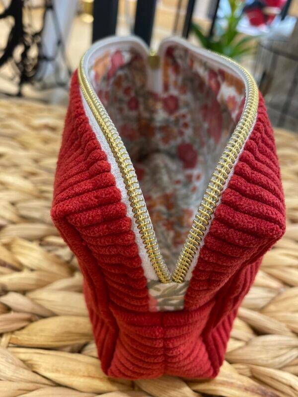 Trousse petit format - velours rouge