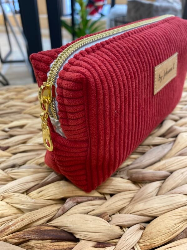 Trousse petit format - velours rouge