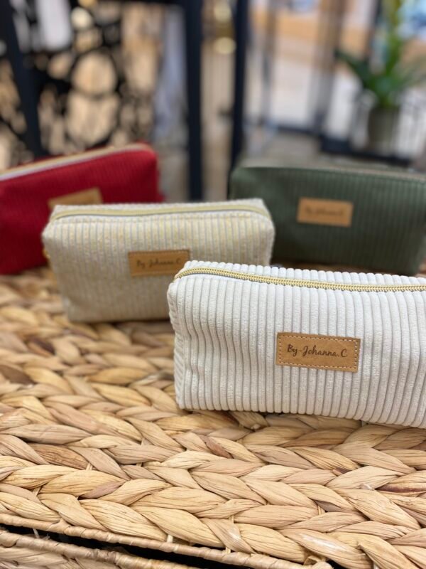 Trousse petit format - velours Ecru