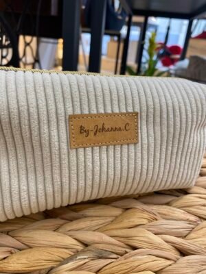 Trousse petit format - velours Ecru