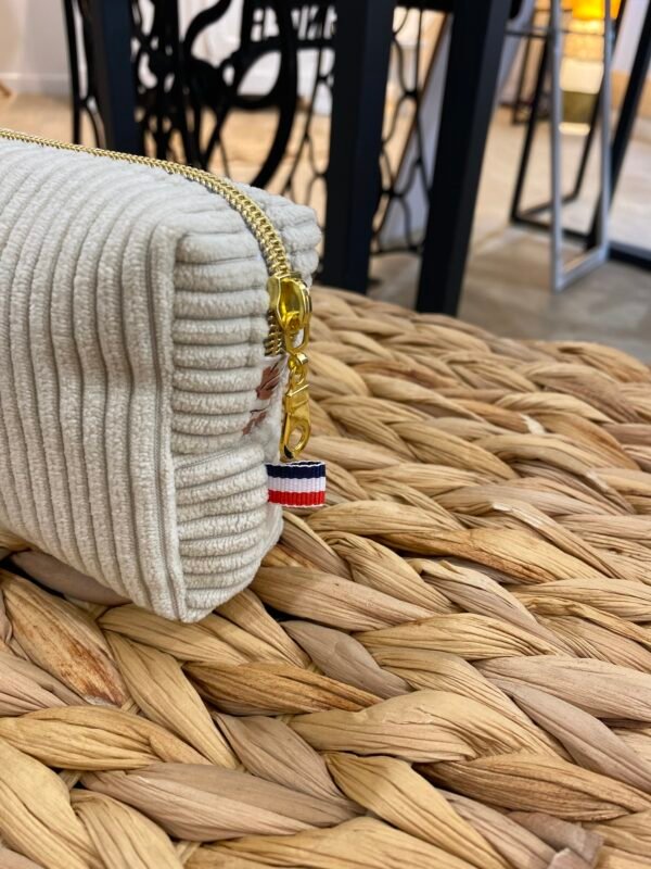 Trousse petit format - velours Ecru