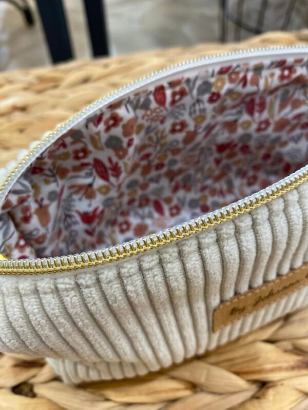 Trousse petit format - velours Ecru