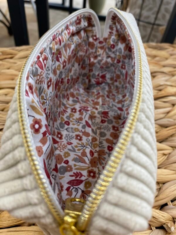 Trousse petit format - velours Ecru