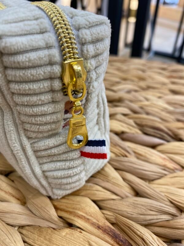 Trousse petit format - velours Ecru