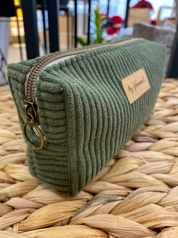 Trousse petit format - velours Kaki