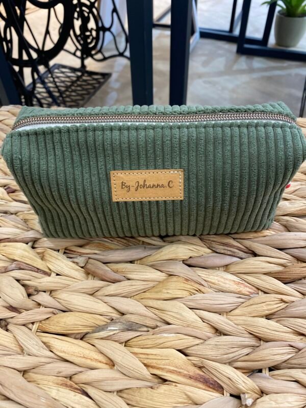 Trousse petit format - velours Kaki