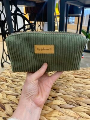 Trousse petit format - velours Kaki