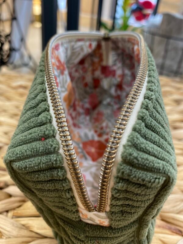 Trousse petit format - velours Kaki