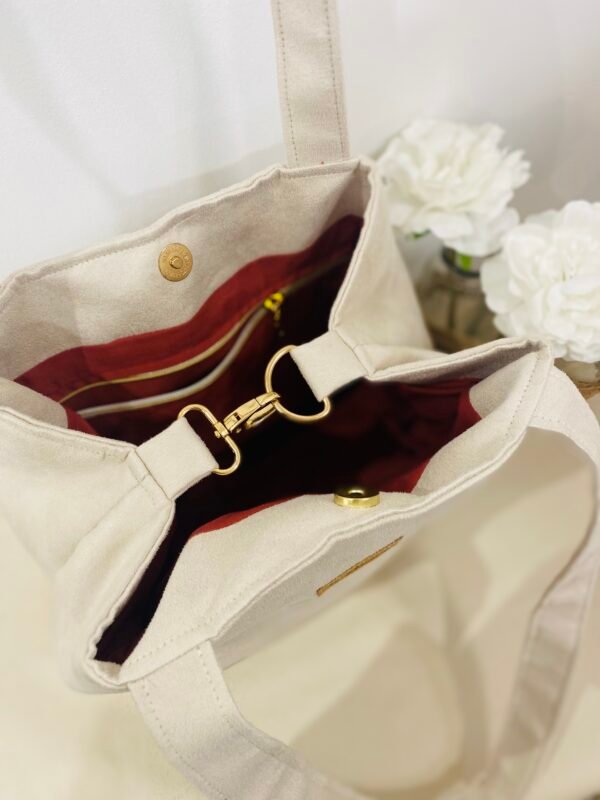 Sac Cabas ESSENTIEL- Suédine Ecru